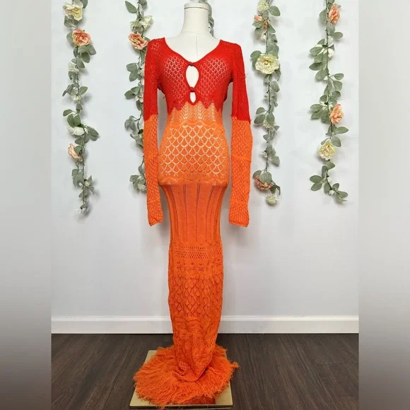 Ronny Kobo Two Tone Knit Maxi Dress - Picture 2 of 16